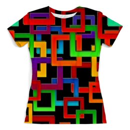 Заказать женскую футболку в Москве. Футболка с полной запечаткой (женская) Цветные квадраты от THE_NISE  - готовые дизайны и нанесение принтов.