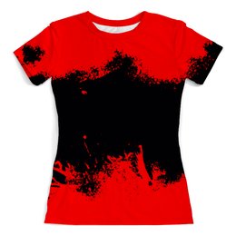 Заказать женскую футболку в Москве. Футболка с полной запечаткой (женская) Черно-красные краски от THE_NISE  - готовые дизайны и нанесение принтов.
