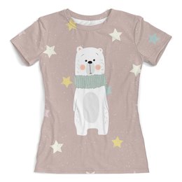 Заказать женскую футболку в Москве. Футболка с полной запечаткой (женская) белый медведь от THE_NISE  - готовые дизайны и нанесение принтов.