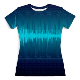 Заказать женскую футболку в Москве. Футболка с полной запечаткой (женская) Звуковая волна от THE_NISE  - готовые дизайны и нанесение принтов.