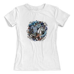 Заказать женскую футболку в Москве. Футболка с полной запечаткой (женская) Моряк от THE_NISE  - готовые дизайны и нанесение принтов.