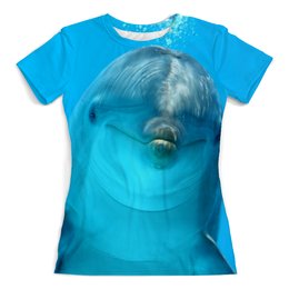 Заказать женскую футболку в Москве. Футболка с полной запечаткой (женская) дельфин от THE_NISE  - готовые дизайны и нанесение принтов.