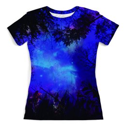 Заказать женскую футболку в Москве. Футболка с полной запечаткой (женская) Forest in Space от Sacred - готовые дизайны и нанесение принтов.