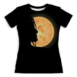 Заказать женскую футболку в Москве. Футболка с полной запечаткой (женская) Look at the moon от vphone - готовые дизайны и нанесение принтов.