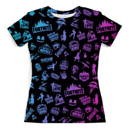 Заказать женскую футболку в Москве. Футболка с полной запечаткой (женская) FORTNITE от geekbox - готовые дизайны и нанесение принтов.