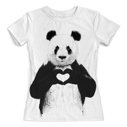 Заказать женскую футболку в Москве. Футболка с полной запечаткой (женская) Panda Love 3D от Vasilixa - готовые дизайны и нанесение принтов.