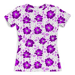Заказать женскую футболку в Москве. Футболка с полной запечаткой (женская) Фиолетовые цветы от Starry  - готовые дизайны и нанесение принтов.
