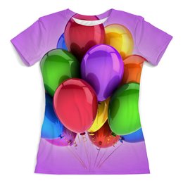 Заказать женскую футболку в Москве. Футболка с полной запечаткой (женская) Воздушные шары от Violet - готовые дизайны и нанесение принтов.