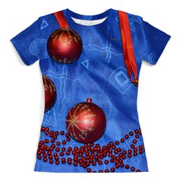 Заказать женскую футболку в Москве. Футболка с полной запечаткой (женская) Праздничные шары от queen  - готовые дизайны и нанесение принтов.