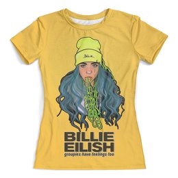 Заказать женскую футболку в Москве. Футболка с полной запечаткой (женская) Billie Eilish( Билли Айлиш)   от T-shirt print  - готовые дизайны и нанесение принтов.