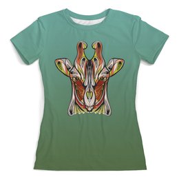 Заказать женскую футболку в Москве. Футболка с полной запечаткой (женская) Ethnic giraffe от T-shirt print  - готовые дизайны и нанесение принтов.