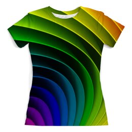 Заказать женскую футболку в Москве. Футболка с полной запечаткой (женская) Rainbow от troyaperformans@mail.ru - готовые дизайны и нанесение принтов.