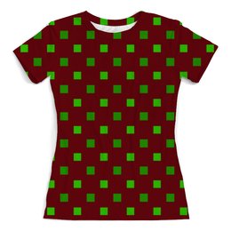 Заказать женскую футболку в Москве. Футболка с полной запечаткой (женская) Зеленые квадраты от THE_NISE  - готовые дизайны и нанесение принтов.