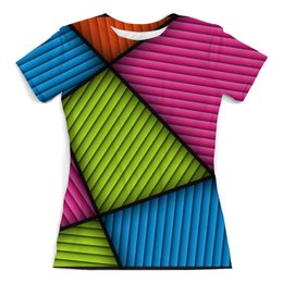 Заказать женскую футболку в Москве. Футболка с полной запечаткой (женская) Цветная абстракция от BeliySlon - готовые дизайны и нанесение принтов.