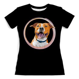 Заказать женскую футболку в Москве. Футболка с полной запечаткой (женская) Собака от nadegda - готовые дизайны и нанесение принтов.