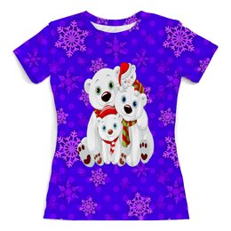 Заказать женскую футболку в Москве. Футболка с полной запечаткой (женская) Белые медведи от THE_NISE  - готовые дизайны и нанесение принтов.