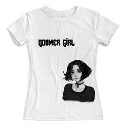 Заказать женскую футболку в Москве. Футболка с полной запечаткой (женская) Doomer Girl от Memepedia - готовые дизайны и нанесение принтов.