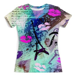 Заказать женскую футболку в Москве. Футболка с полной запечаткой (женская) Париж от T-shirt print  - готовые дизайны и нанесение принтов.