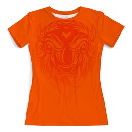 Заказать женскую футболку в Москве. Футболка с полной запечаткой (женская) Огненный бизон от Maria Mishina - готовые дизайны и нанесение принтов.