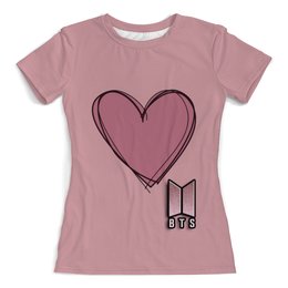 Заказать женскую футболку в Москве. Футболка с полной запечаткой (женская) Группа BTS от weeert - готовые дизайны и нанесение принтов.