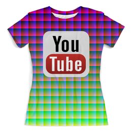 Заказать женскую футболку в Москве. Футболка с полной запечаткой (женская) YouTube от Jimmy Flash - готовые дизайны и нанесение принтов.