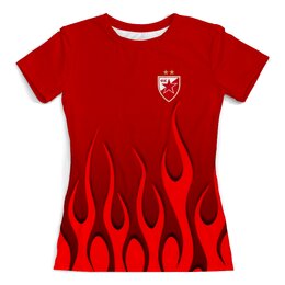Заказать женскую футболку в Москве. Футболка с полной запечаткой (женская) Црвена звезда от THE_NISE  - готовые дизайны и нанесение принтов.