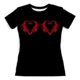 Заказать женскую футболку в Москве. Футболка с полной запечаткой (женская) Сердца скорпионов от tanyazet - готовые дизайны и нанесение принтов.