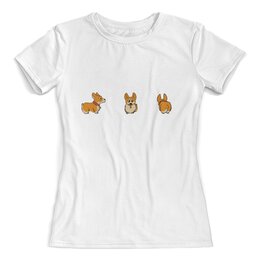 Заказать женскую футболку в Москве. Футболка с полной запечаткой (женская) Корги Собака от MariYang  - готовые дизайны и нанесение принтов.