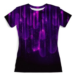Заказать женскую футболку в Москве. Футболка с полной запечаткой (женская) Фиолетовые вспышки от THE_NISE  - готовые дизайны и нанесение принтов.