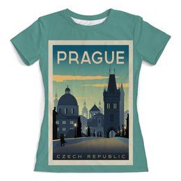 Заказать женскую футболку в Москве. Футболка с полной запечаткой (женская) Прага от acidhouses - готовые дизайны и нанесение принтов.