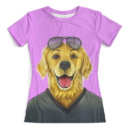 Заказать женскую футболку в Москве. Футболка с полной запечаткой (женская) Моя собака от balden - готовые дизайны и нанесение принтов.