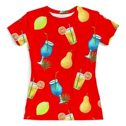 Заказать женскую футболку в Москве. Футболка с полной запечаткой (женская) коктейли от THE_NISE  - готовые дизайны и нанесение принтов.