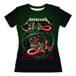 Заказать женскую футболку в Москве. Футболка с полной запечаткой (женская) Metallica  от ПРИНТЫ ПЕЧАТЬ  - готовые дизайны и нанесение принтов.