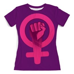 Заказать женскую футболку в Москве. Футболка с полной запечаткой (женская) Феминизм от ualluon - готовые дизайны и нанесение принтов.