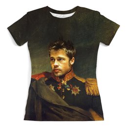 Заказать женскую футболку в Москве. Футболка с полной запечаткой (женская) Brad Pitt от ПРИНТЫ ПЕЧАТЬ  - готовые дизайны и нанесение принтов.