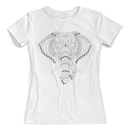 Заказать женскую футболку в Москве. Футболка с полной запечаткой (женская) Этнический слон от nadegda - готовые дизайны и нанесение принтов.