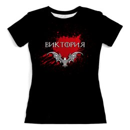 Заказать женскую футболку в Москве. Футболка с полной запечаткой (женская) Виктория от Claymann - готовые дизайны и нанесение принтов.