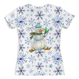 Заказать женскую футболку в Москве. Футболка с полной запечаткой (женская) снеговик от THE_NISE  - готовые дизайны и нанесение принтов.