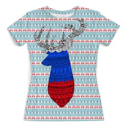 Заказать женскую футболку в Москве. Футболка с полной запечаткой (женская) Триколор от queen  - готовые дизайны и нанесение принтов.