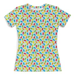 Заказать женскую футболку в Москве. Футболка с полной запечаткой (женская) I love gummy bears от vphone - готовые дизайны и нанесение принтов.