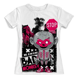 Заказать женскую футболку в Москве. Футболка с полной запечаткой (женская) Bad Monkey от denis01001 - готовые дизайны и нанесение принтов.