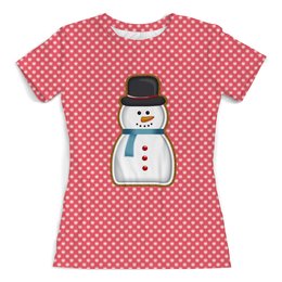 Заказать женскую футболку в Москве. Футболка с полной запечаткой (женская) снеговик от THE_NISE  - готовые дизайны и нанесение принтов.