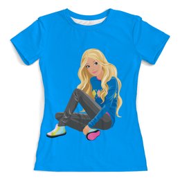 Заказать женскую футболку в Москве. Футболка с полной запечаткой (женская) Блондинка  (1) от ПРИНТЫ ПЕЧАТЬ  - готовые дизайны и нанесение принтов.