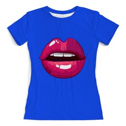 Заказать женскую футболку в Москве. Футболка с полной запечаткой (женская) Вишневые губы от THE_NISE  - готовые дизайны и нанесение принтов.
