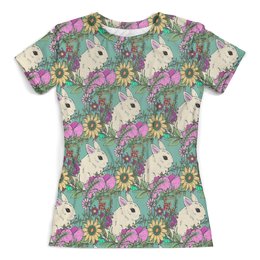 Заказать женскую футболку в Москве. Футболка с полной запечаткой (женская) Кролики от T-shirt print  - готовые дизайны и нанесение принтов.