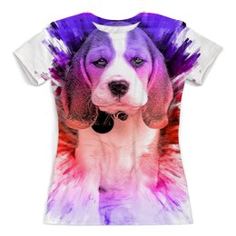 Заказать женскую футболку в Москве. Футболка с полной запечаткой (женская) Dogs love art от esse - готовые дизайны и нанесение принтов.