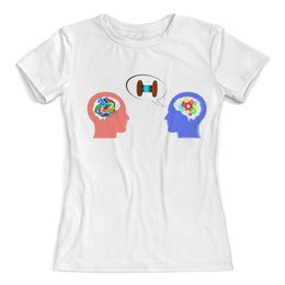 Заказать женскую футболку в Москве. Футболка с полной запечаткой (женская) Психолог от FireFoxa - готовые дизайны и нанесение принтов.