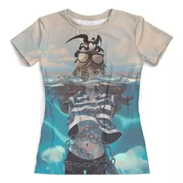 Заказать женскую футболку в Москве. Футболка с полной запечаткой (женская) Морское приключение от T-shirt print  - готовые дизайны и нанесение принтов.