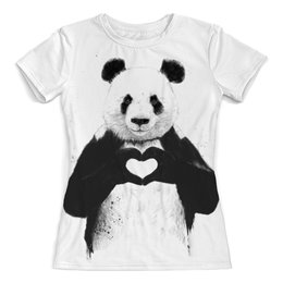 Заказать женскую футболку в Москве. Футболка с полной запечаткой (женская) Панда от printik - готовые дизайны и нанесение принтов.