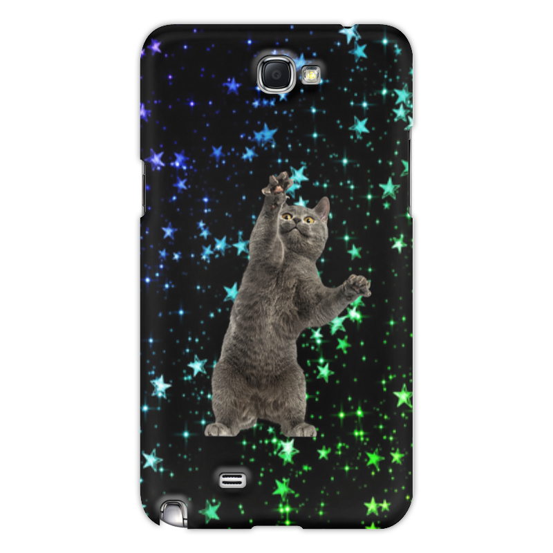 Printio Чехол для Samsung Galaxy Note 2 кот и звезды